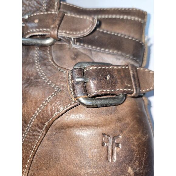 Frye 8 B Woman's 4015 Boots Brown Leather 3" Stacked Heels Ankle - Picture 9 of 16
